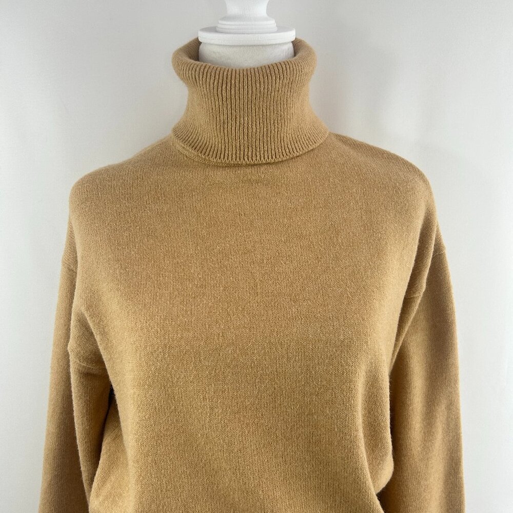 Camel turtleneck sweater soft knit classic chic - X-Small